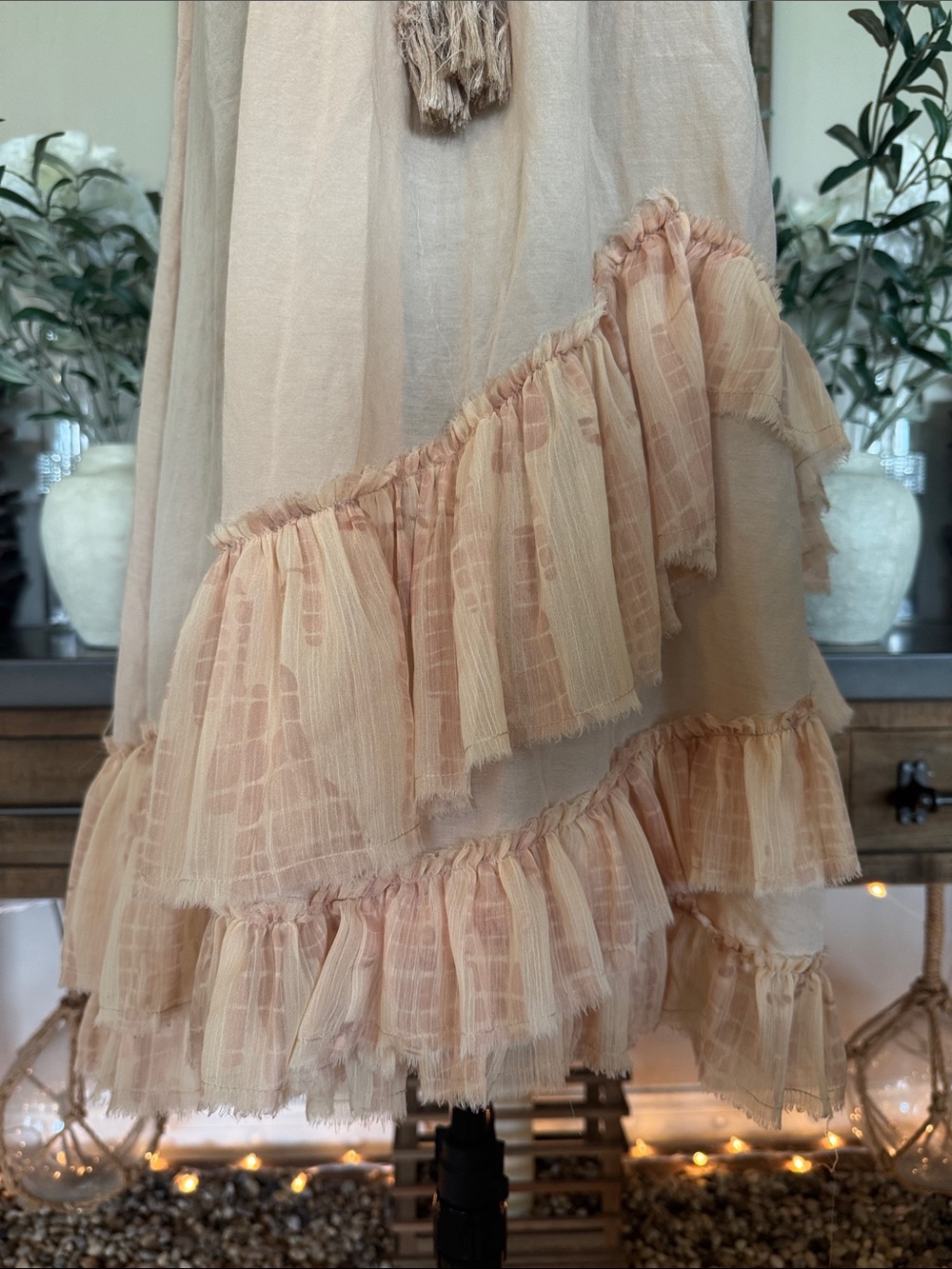 Free People Peach Ruffled Halter Dress - Picture 4 of 6